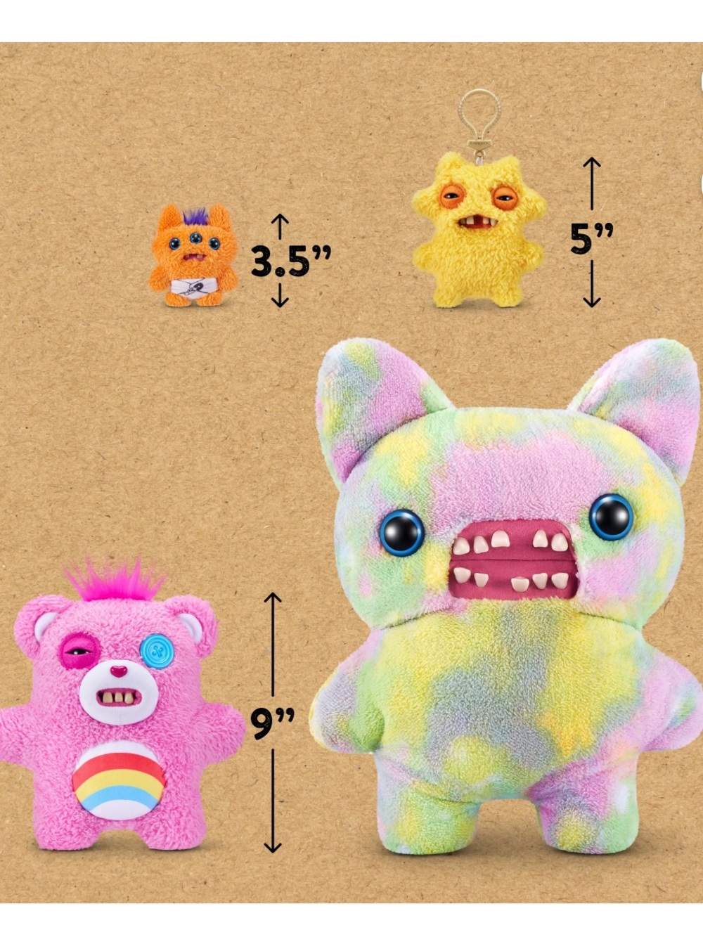 Fuggler X Care Bears - Plush Pink Rainbow Bear Toy with Button Eye - Picture 8 of 10